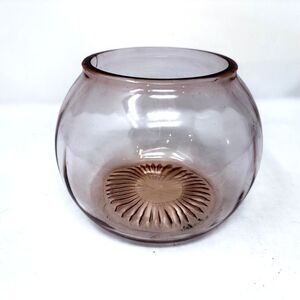 1930s  Pink Depression Glass Fish Bowl Vase 4.75x6 Round Sunburst Bottom Base